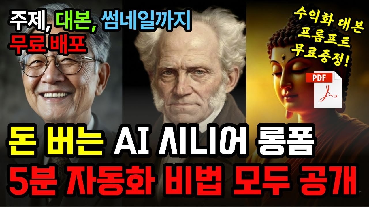 조회수 터지는 AI 시니어 롱폼, 100만 조회수 10분 만에 만드는 역대급 쉬운 방법, AI 유튜브 수익화 전자책 증정