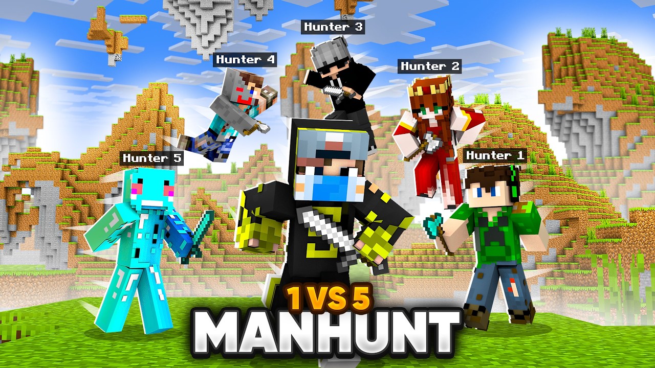 1 VS 5 Speedrunner VS Hunter REMATCH | Minecraft