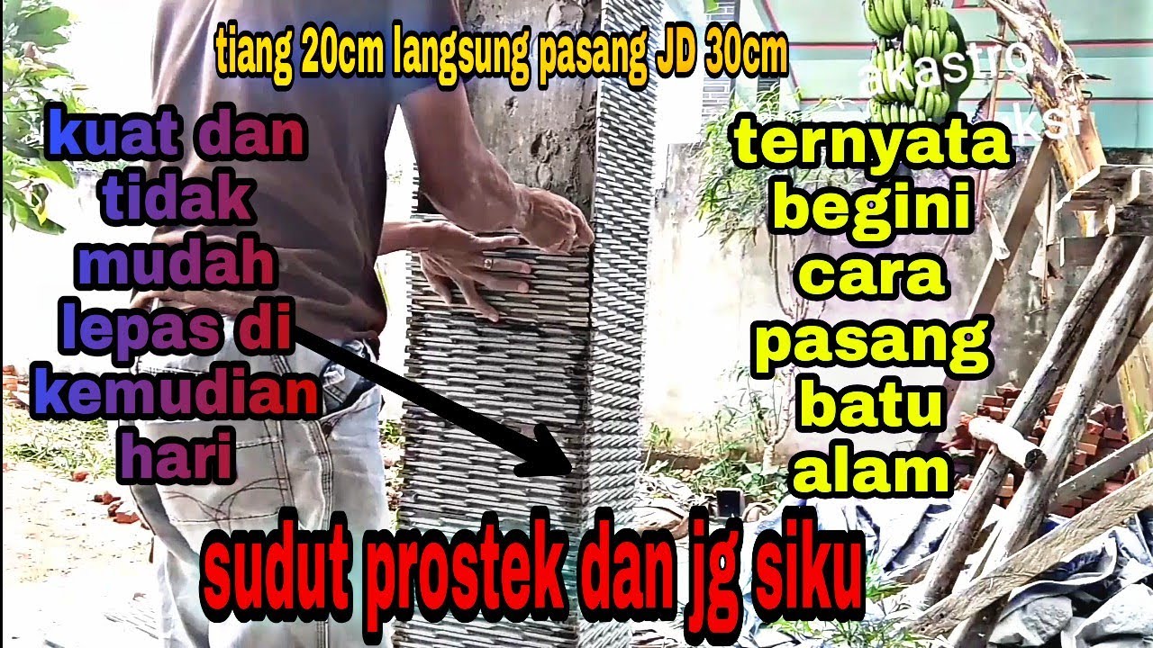 Cara Memasang Batu Alam Di Tiang Teras Hasilnya Lurus Dan Juga Siku