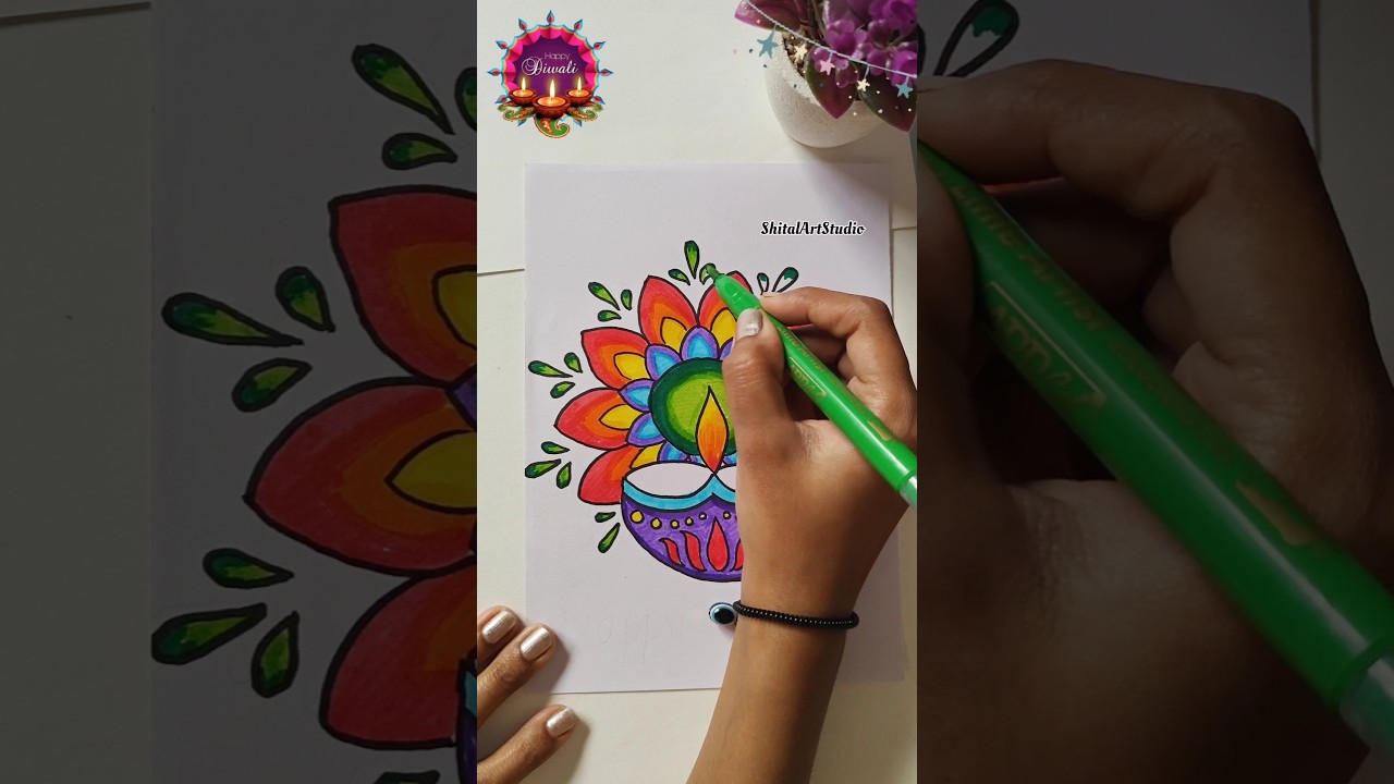 😍😲 Don't Miss💡😍Diwali Special Beautiful Card Drawing🪔🎆 Diwali Diya #viral #shorts