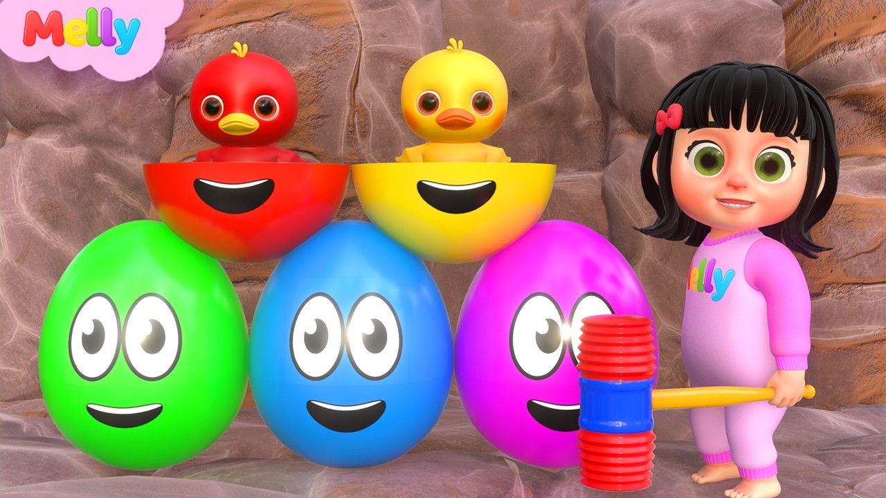 Melly Explores Colorful Surprise Eggs | Yes Yes Playground Song | Melly Nursery Rhymes & Kids Songs