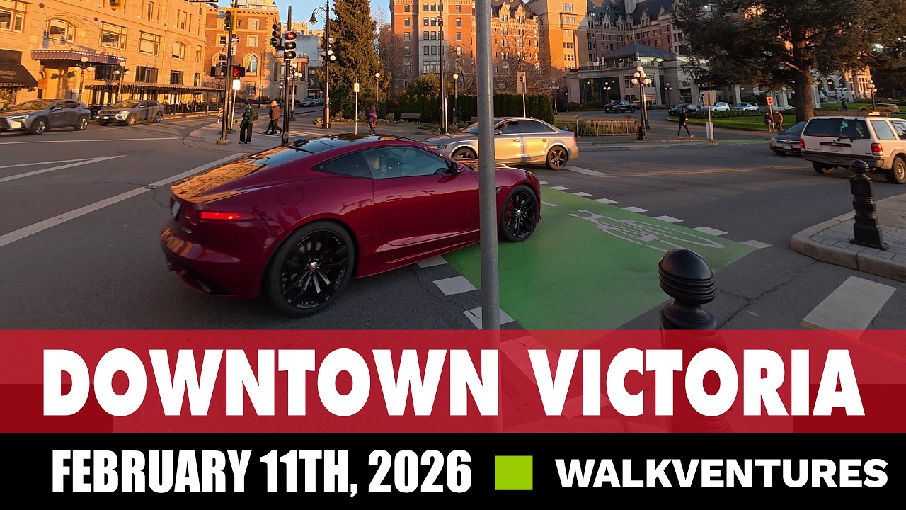 Victoria BC Walking Tour [4K] Sunset at Johnson Street Bridge | February 11th, 2026