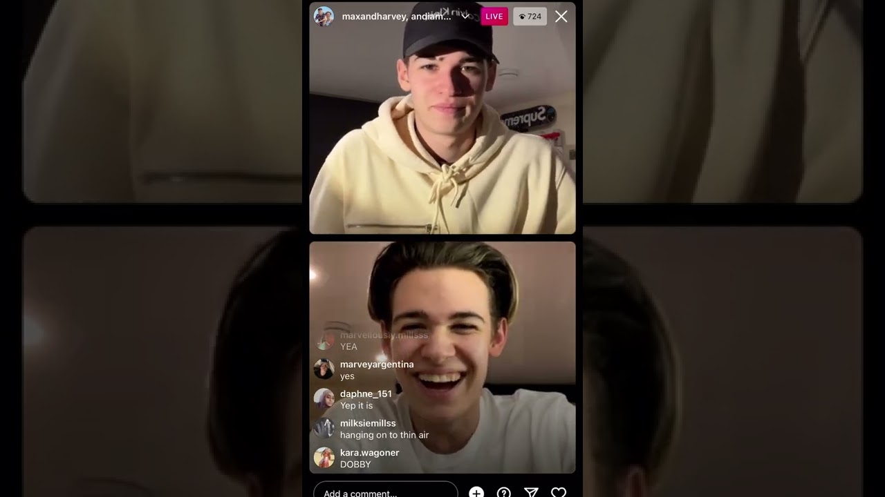 Max & Harvey Instagram livestream with Tom and Dobby - January 17, 2022 (with live comments)