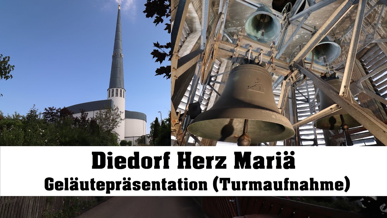 Diedorf, Kirche Herz Mariä, Geläutepräsentation (Turmaufnahme)