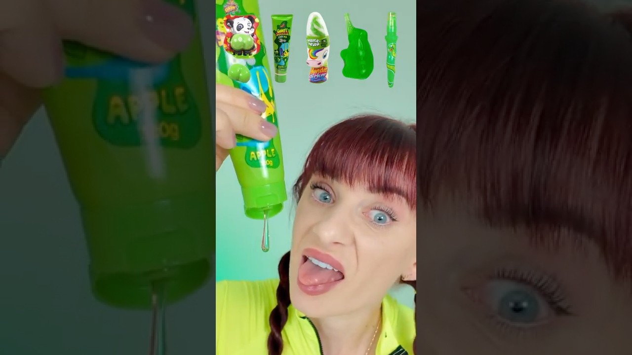 ASMR Only One Color Green, Gummy, Jelly, Candy Spray  #mukbang #eating