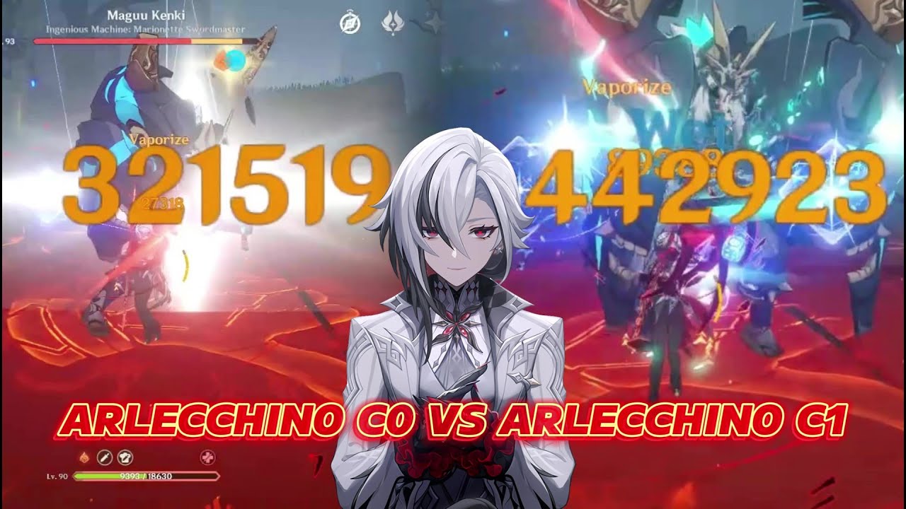 Comparison of Arlecchino C0 Vs Arlecchino C1 | Genshin Impact