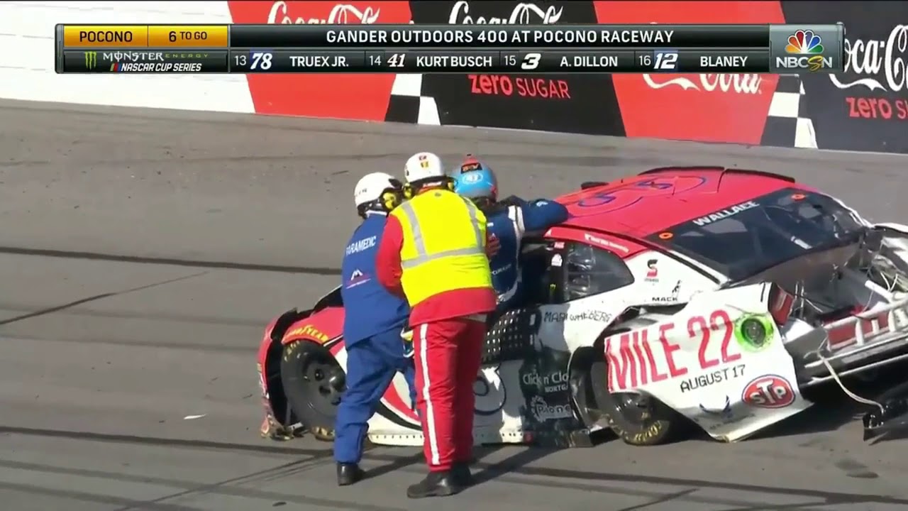 Bubba Wallace hard wreck at Pocono