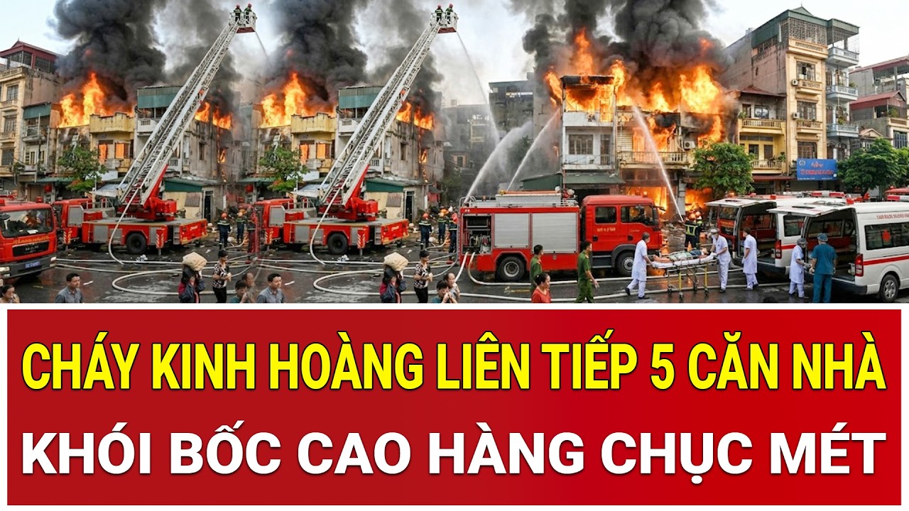 Cháy kinh hoàng liên tiếp 5 căn nhà ở TPHCM, khói bốc cao hàng chục mét