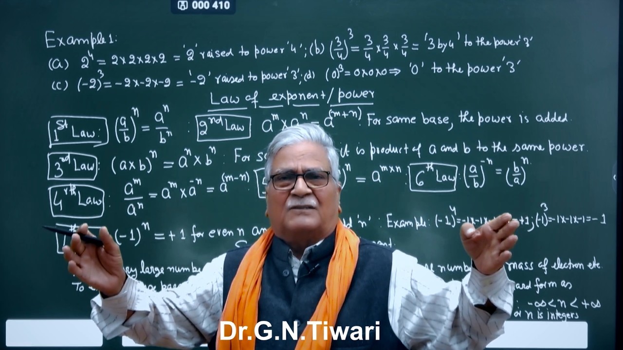 EXPONENT AND POWER - Class / Standard  7 MATH NCERT by Dr.G.N.Tiwari IIT DELHI