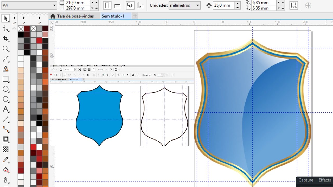 Curso de CorelDraw X8-Edição de nós-fazendo um escudo parte 02-aula 101
