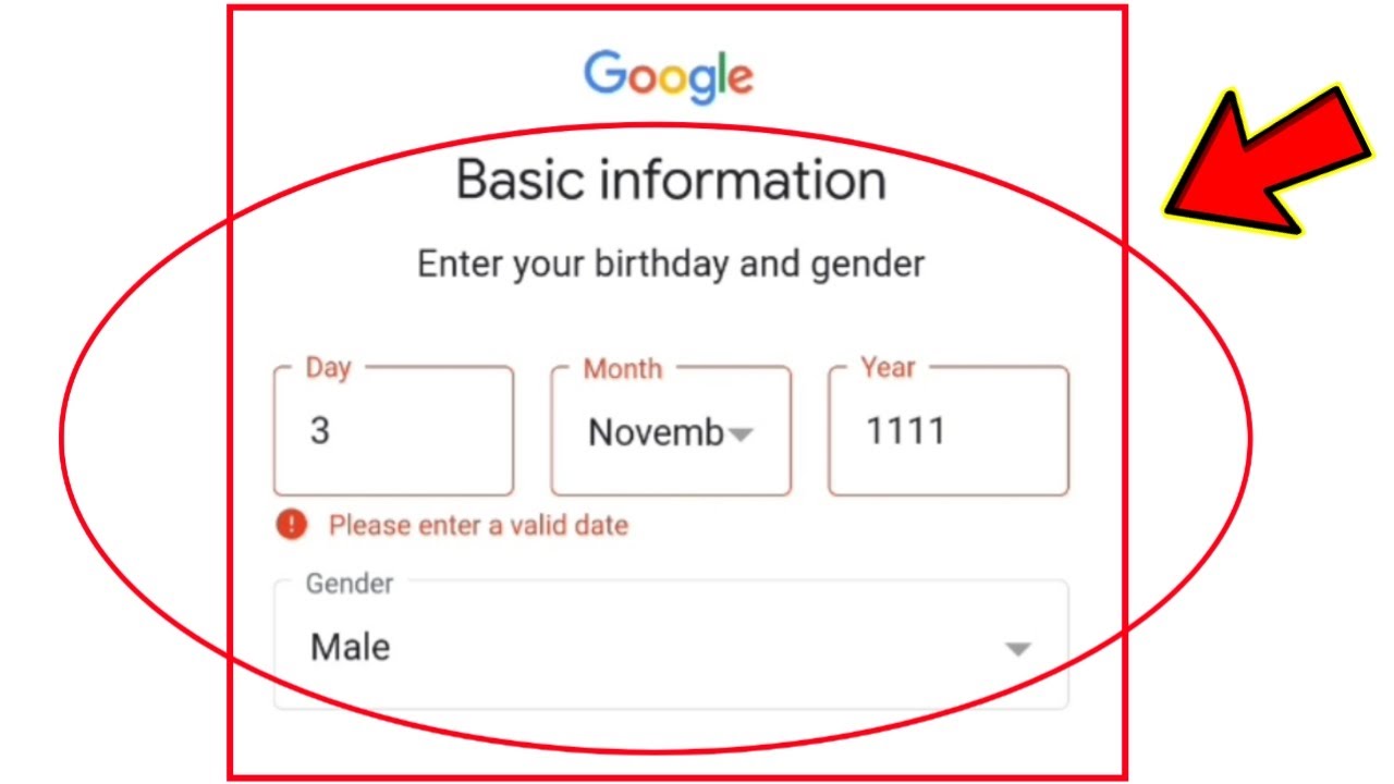 Google account date of birth problem ||google please enter a valid date