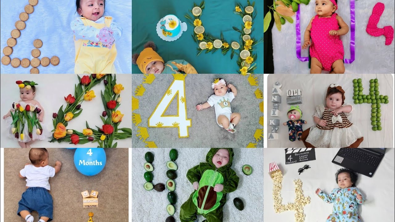 4 month theme baby photoshoot ideas| Monthly baby photoshoot ideas| Baby 4 month theme