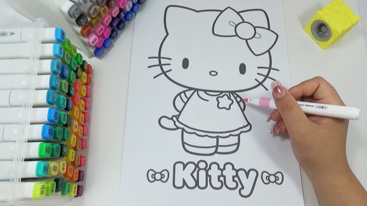 Kawaii Hello Kitty Satisfying Coloring with Alcohol Markers 🍓