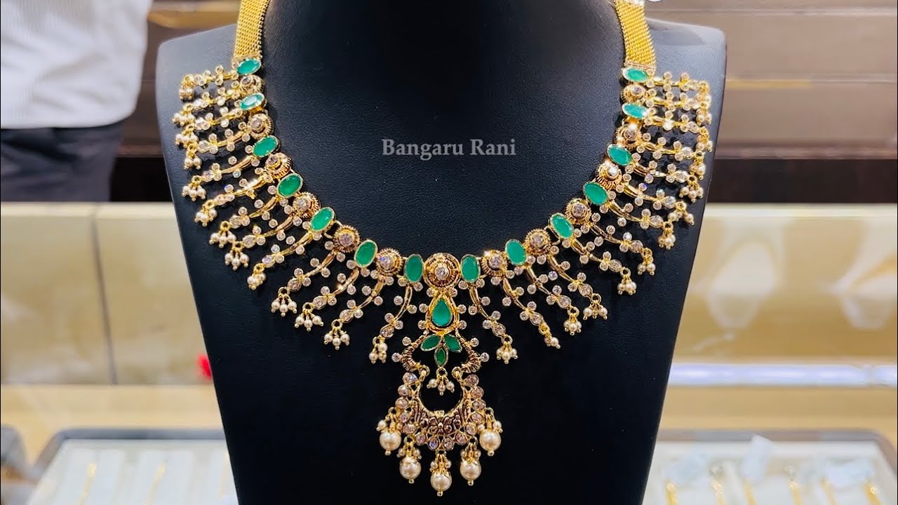 Chandana Brothers Kukatpally necklaces designs with detailed price | CZ stone model | nakshi model