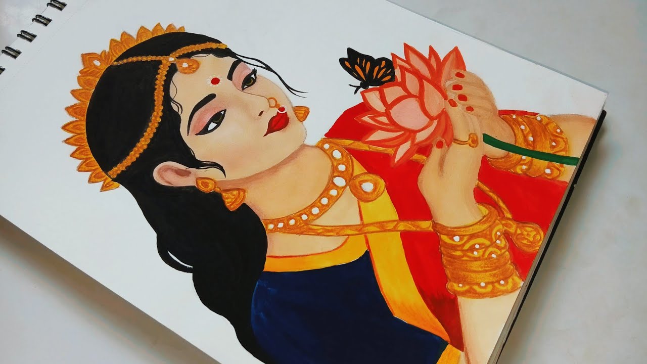 Radha Rani drawing | How to draw Radha Rani |  watercolour  drawing 