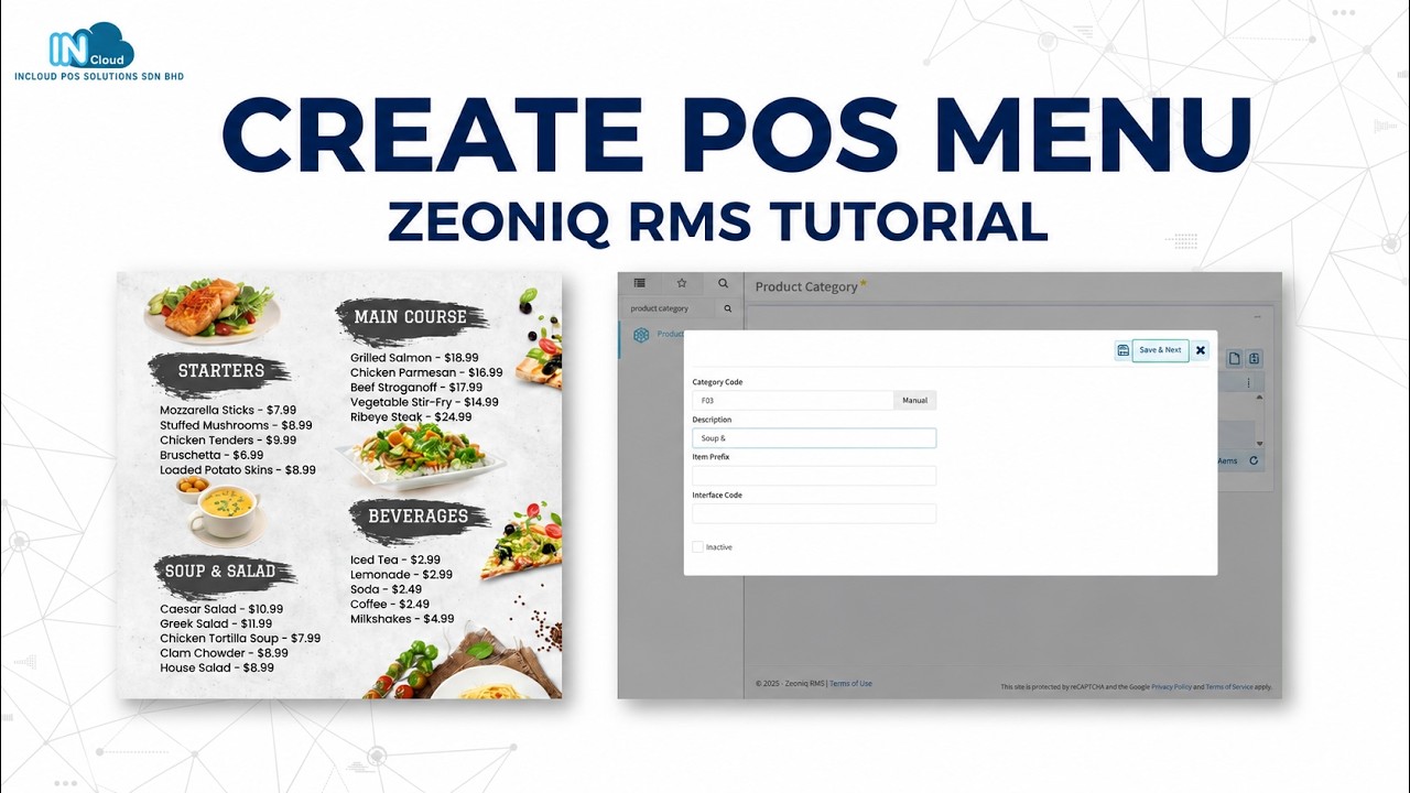 ZEONIQ RMS - CREATE PRODUCT MENU
