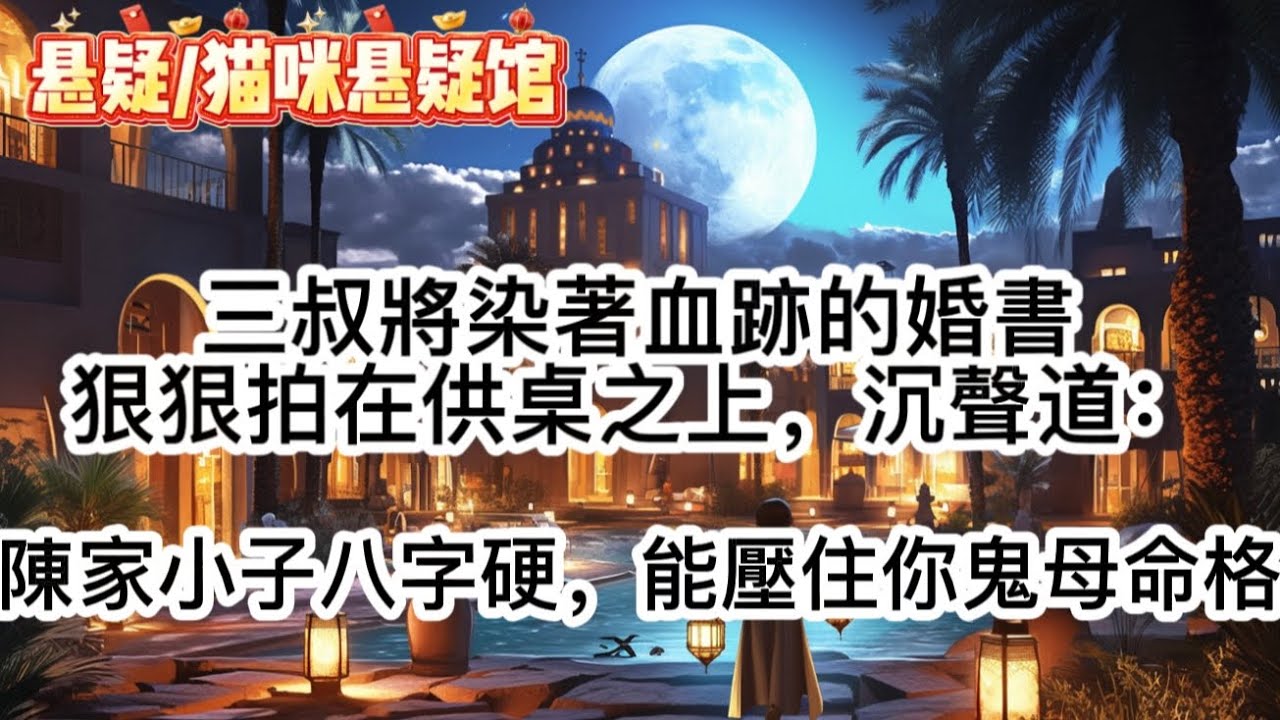 三叔將染著血跡的婚書狠狠拍在供桌之上，沉聲道：陳家那小子八字極硬，能壓得住你這鬼母命格，三天之後，你必須嫁過去。我垂著頭，扒拉著碗裏早已涼透的米飯，一聲不吭。