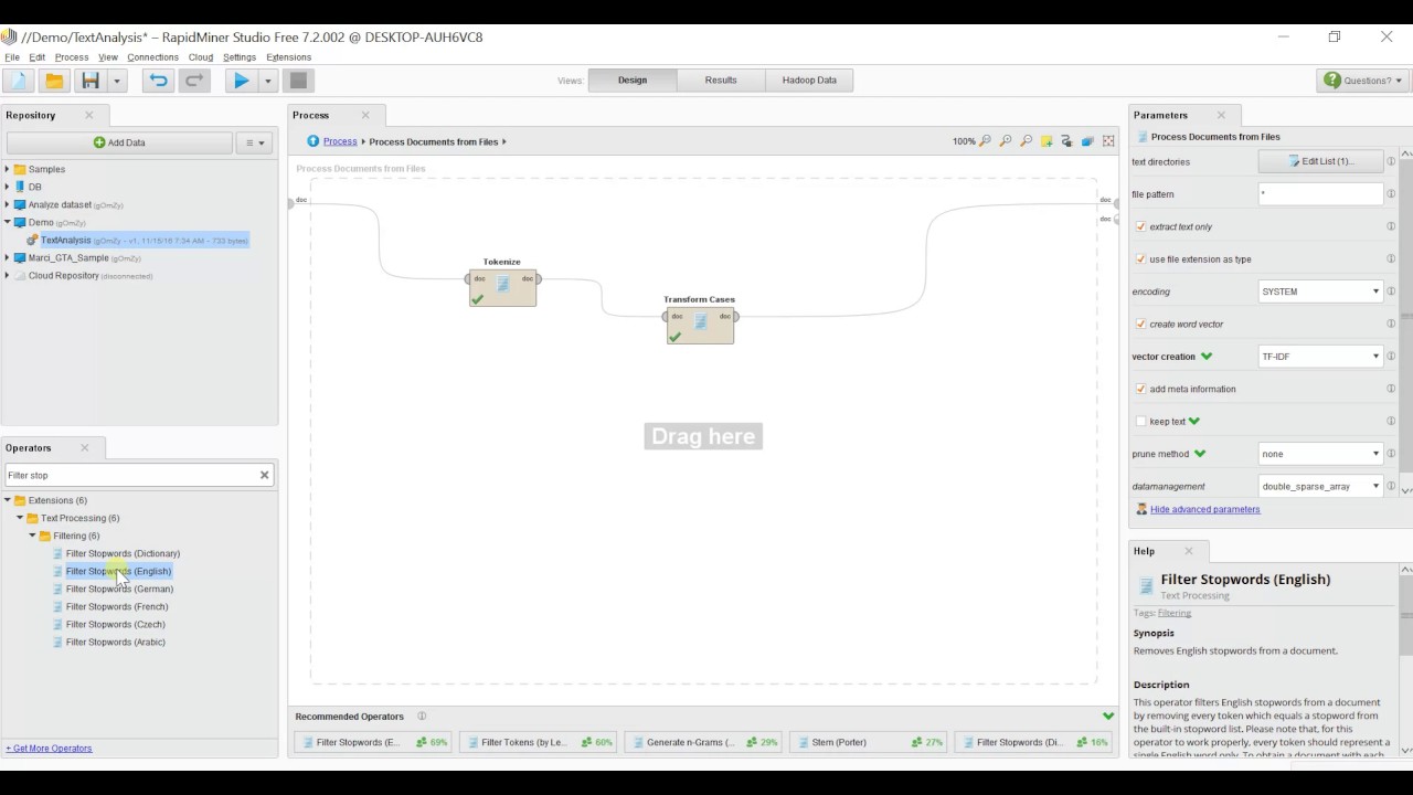 Text Mining Example Using RapidMiner