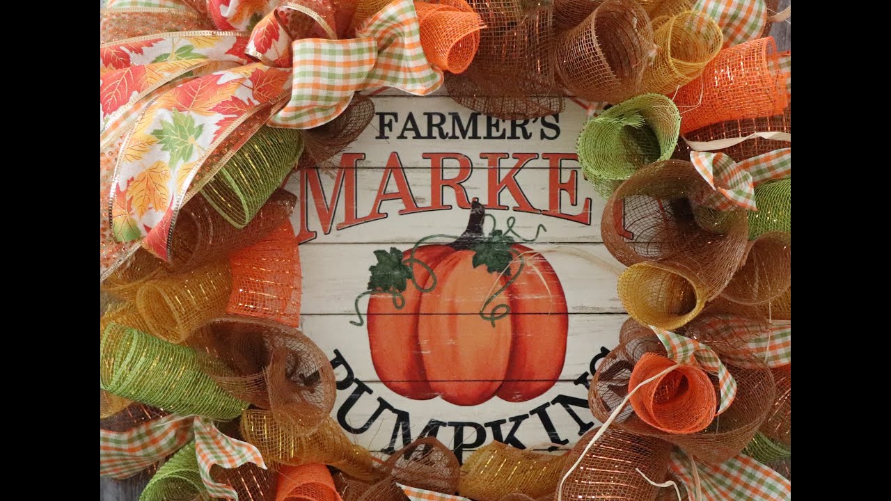 Farmers Market Pumpkin Wreath/ Fall Decor/ Deco Mesh Wreath / Fall Wreath