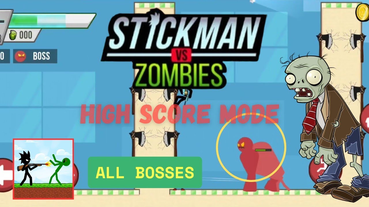 STICKMAN VS ZOMBIES: CHALLENGING GAMEPLAY AND LEVELS | All Bosses