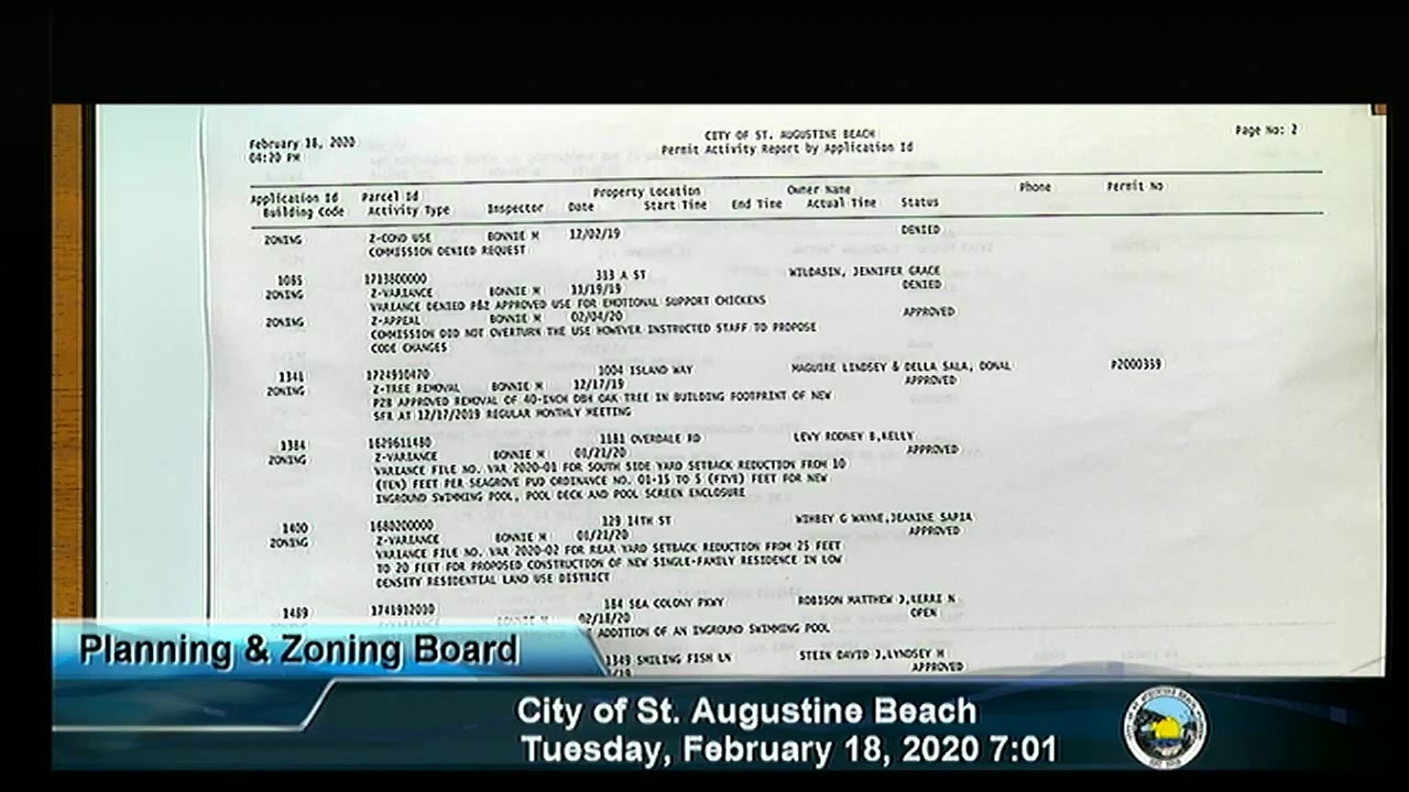 February 18, 2020 Planning and Zoning Board Meeting
