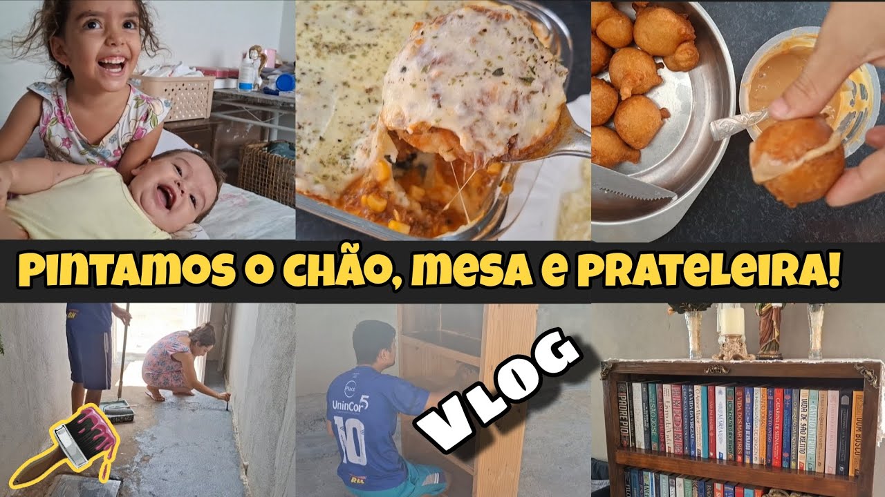 ESTAVA MUITO FEIO! PINTAMOS O CHÃO, A MESA E PRATELEIRA DE LIVROS! VLOGAMOS TUDO PARA VOCÊS!