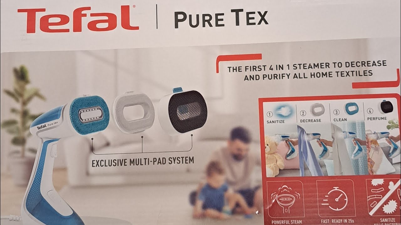 Tefal Pure Tex 4-in-1 handheld clothes steamer unboxing and how to use