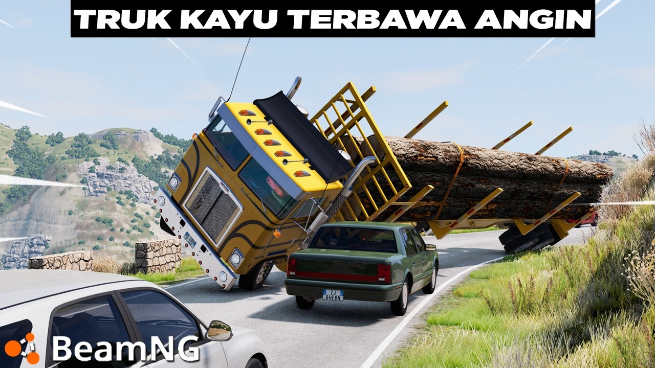 Video Ini Untuk Orang Gabut, Nontonin Truk Mobil Terbawa Angin 😅😅  BeamNG Drive Indonesia