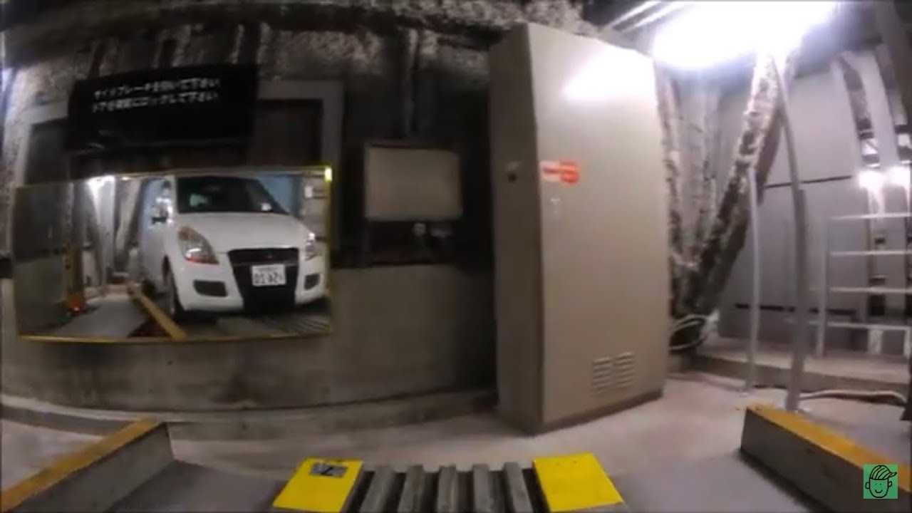 ［Amazing mechanical parking in Japan］特殊な機械式駐車場の中