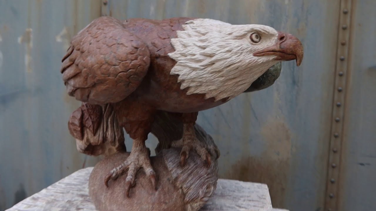 TIMELAPSE:  CARVING my SOAPSTONE BALD EAGLE Sculpture 'Commander'