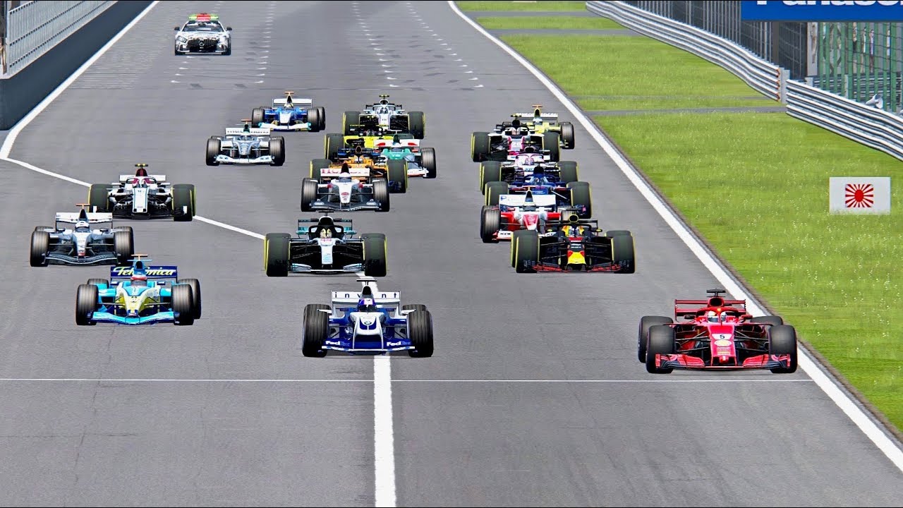 All F1 2018 Cars vs All F1 2004 Cars - Suzuka