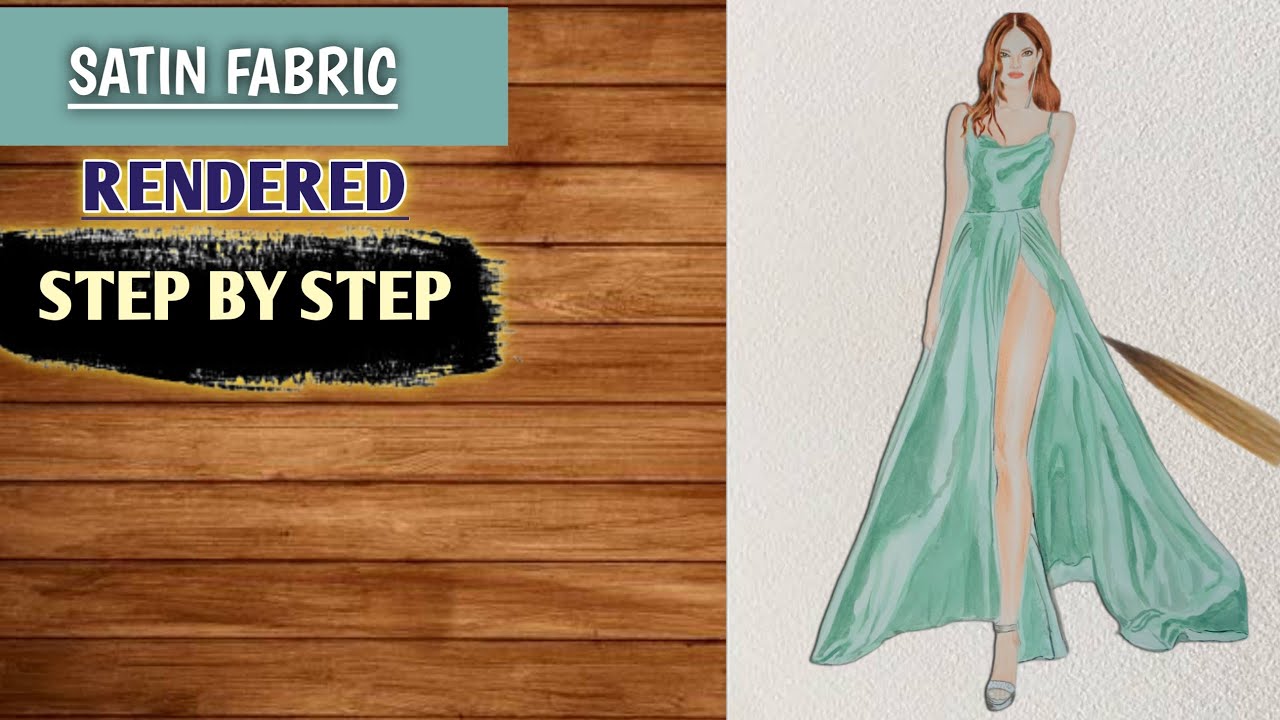 How to draw satin fabric |  Rendered satin fabric | Fashion illustration
