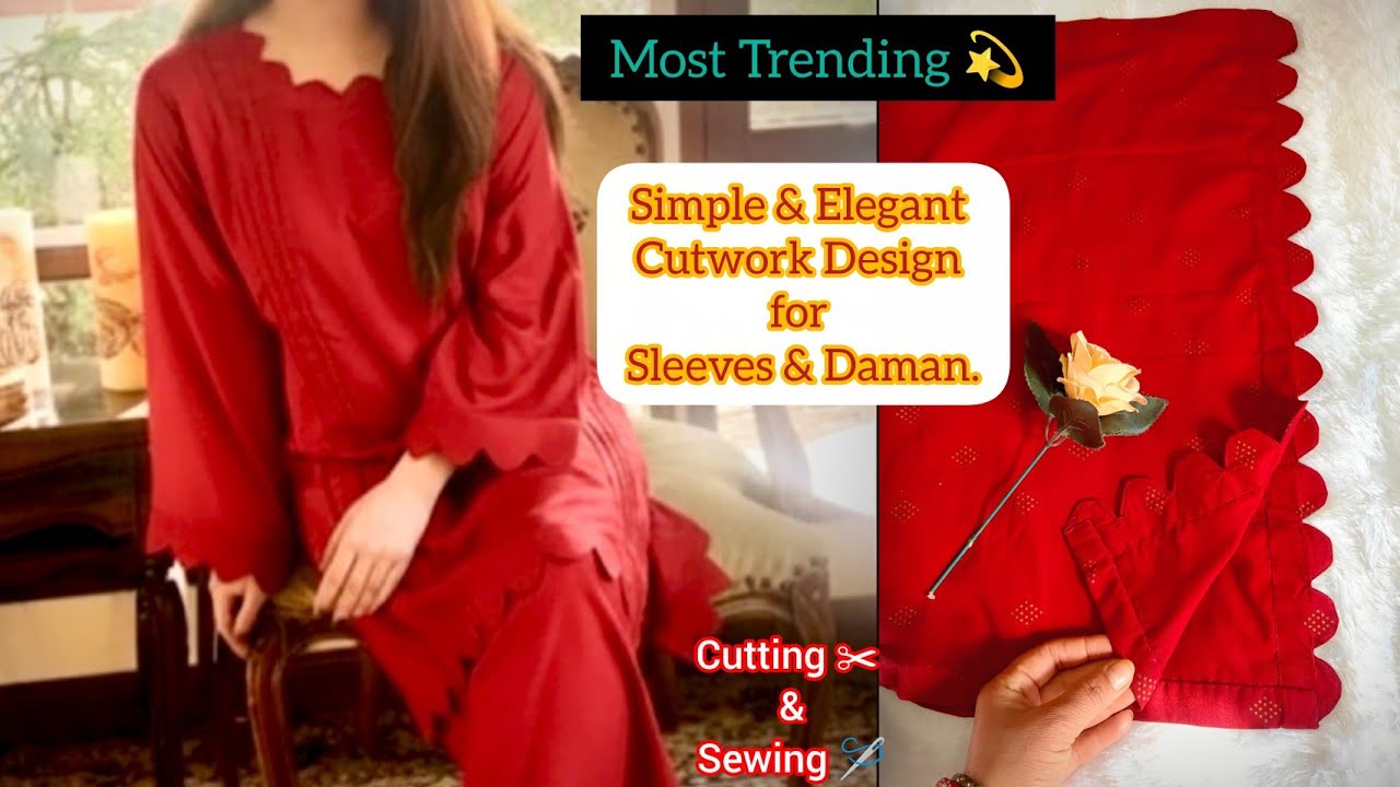 Stylish Cutwork Dress design cutting & stitching #cutwork