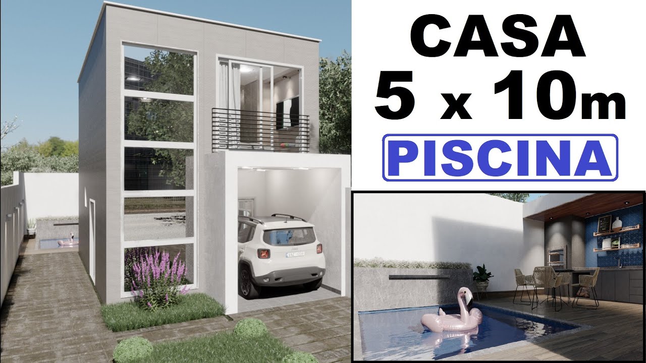 CASA PEQUENA DE 5 x 10m   COM PISCINA