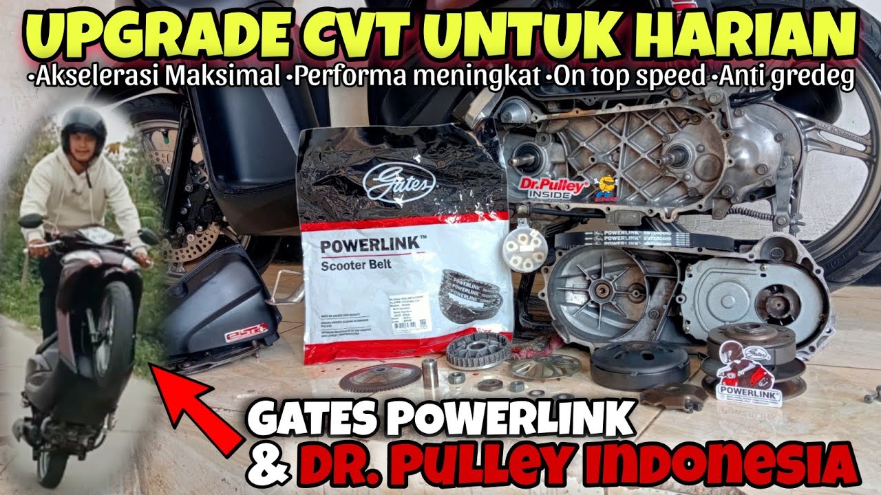UPGRADE CVT HONDA SPACY & HONDA BEAT PAKAI V-BELT GATES POWERLINK & ROLLER DR. PULLEY INSIDE