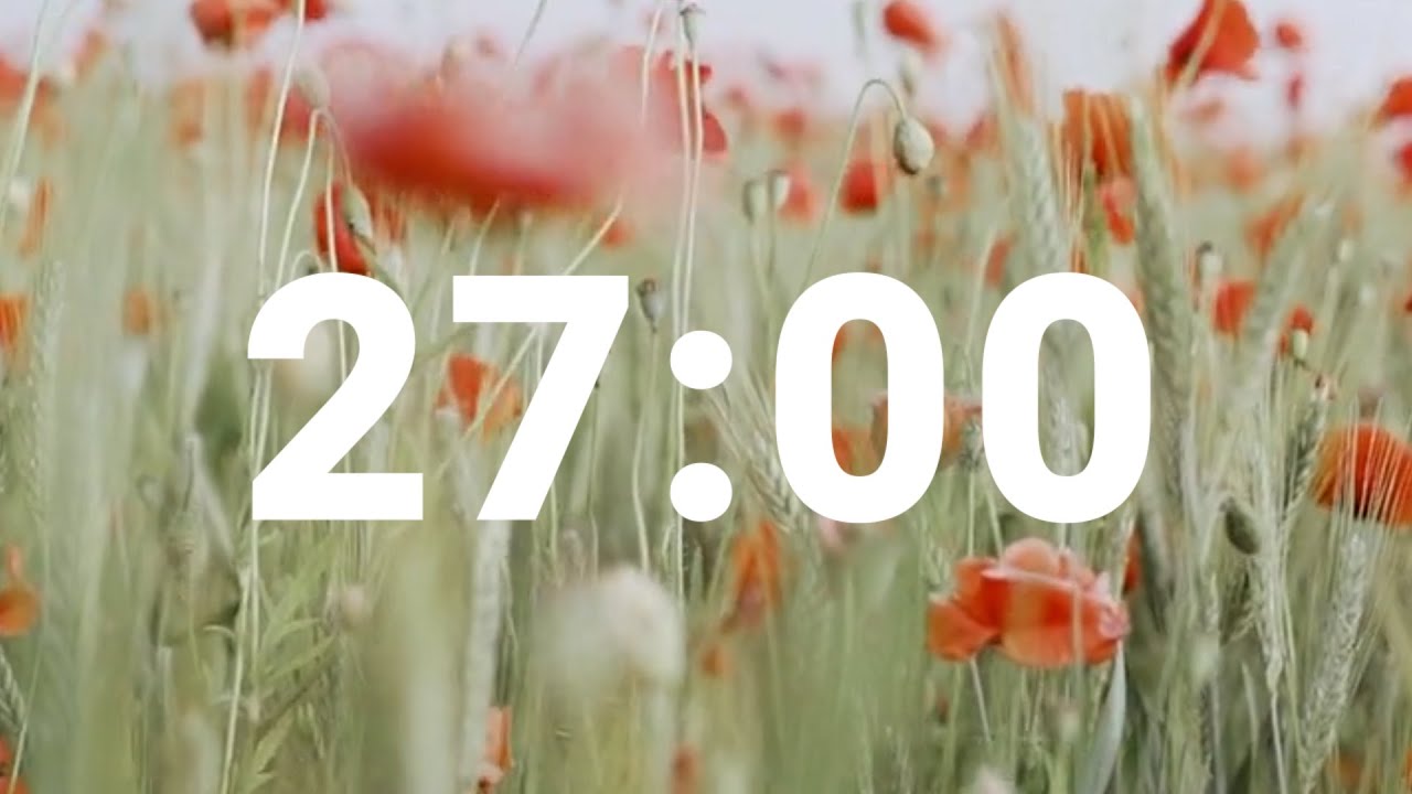 27 Minute Timer with Relaxing Music and Alarm, Countdown Clock for Stress Relief