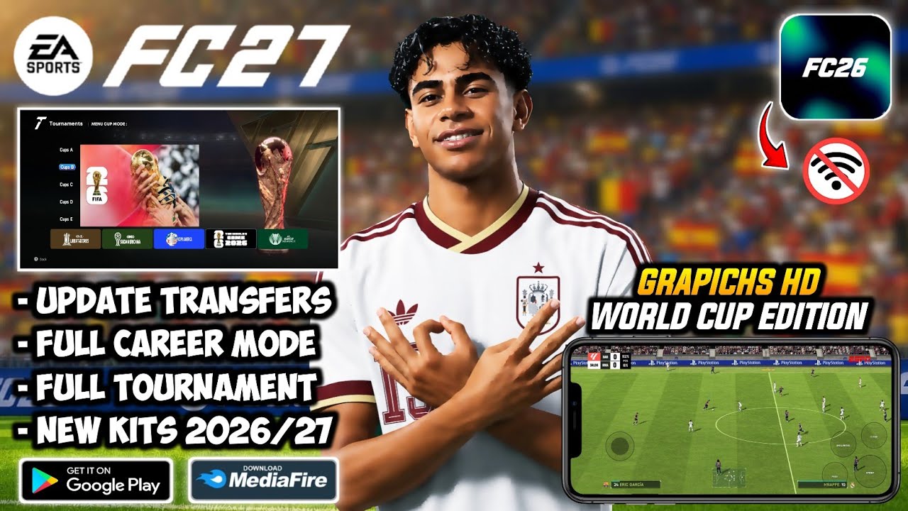 FIFA 16 MOD FC 26 ANDROID OFFLINE TERBARU - CAREER MODE, WORLD CUP, FULL FACE, NEW KITS & TRANSFERS