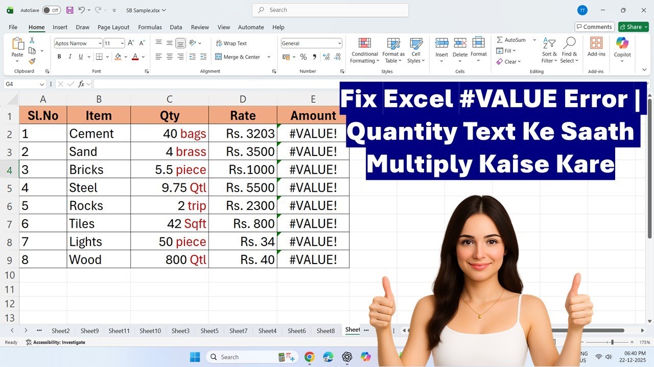 Fix Excel #VALUE Error  How to Multiply with Text Units Using Easy Formula