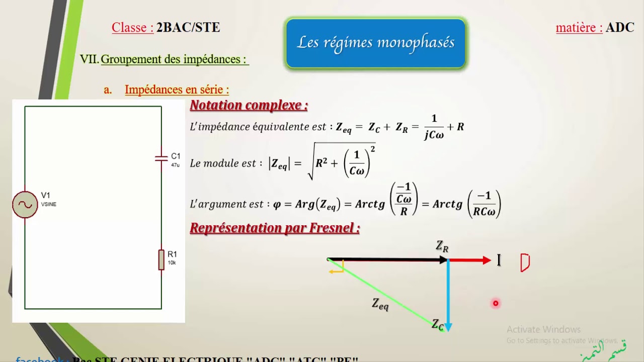 Les systèmes monophasés_PART 2_Association des impédances et diagramme de Fresnel