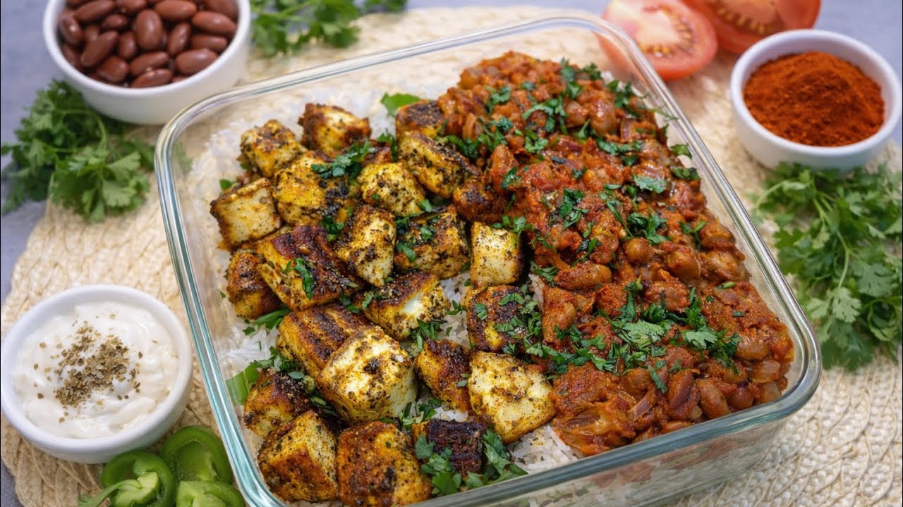 Healthy Paneer Rajma Rice Bowl
