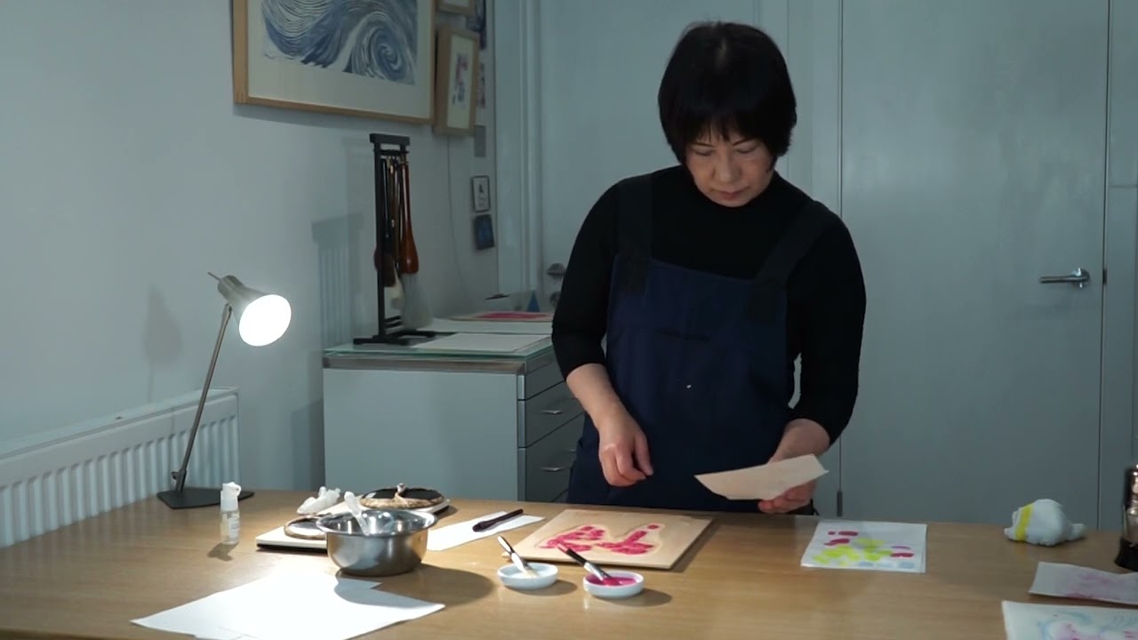 The process of woodblock printing with Hiroko Imada