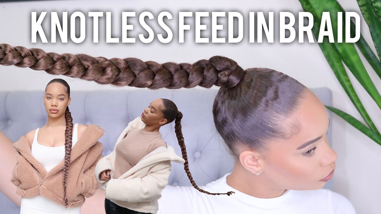 KNOTLESS FEED IN LONGGG BRAID! detailed | NO HEAT Protective Style