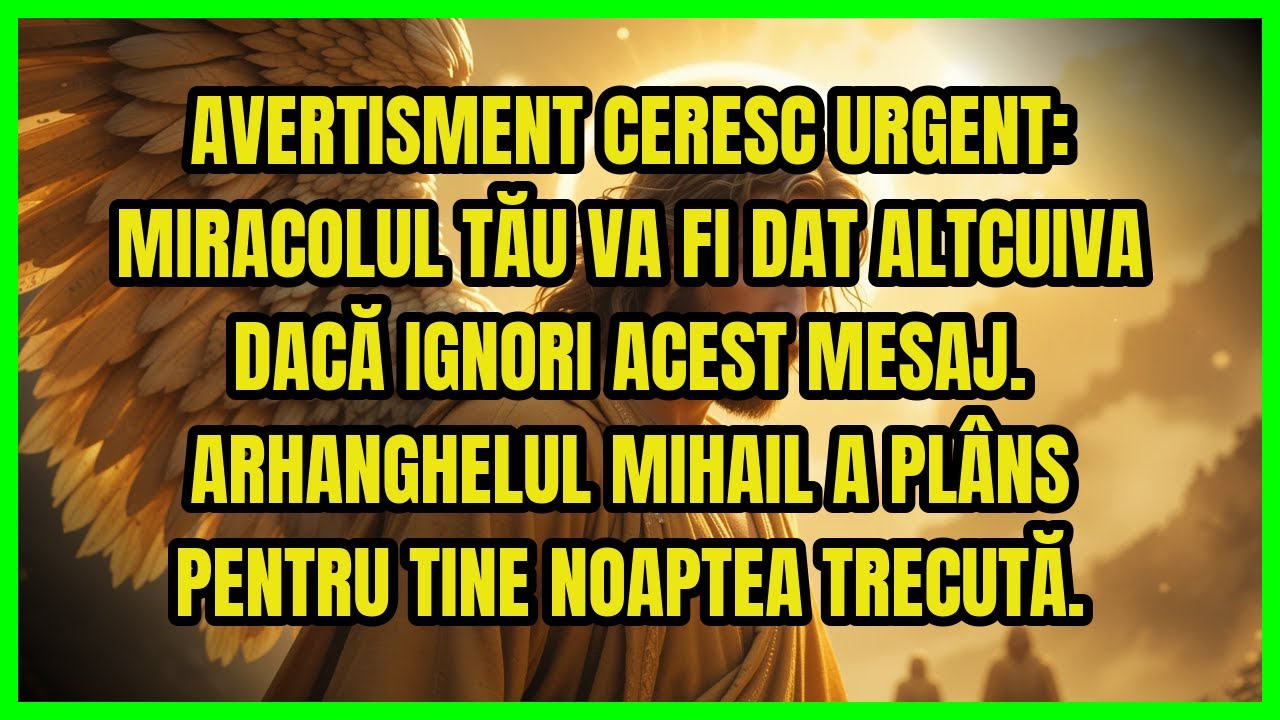 🔔 AVERTISMENT CERESC URGENT: MIRACOLUL TĂU VA FI DAT ALTCUIVA DACĂ IGNORI ACEST MESAJ. ARHANGHELUL
