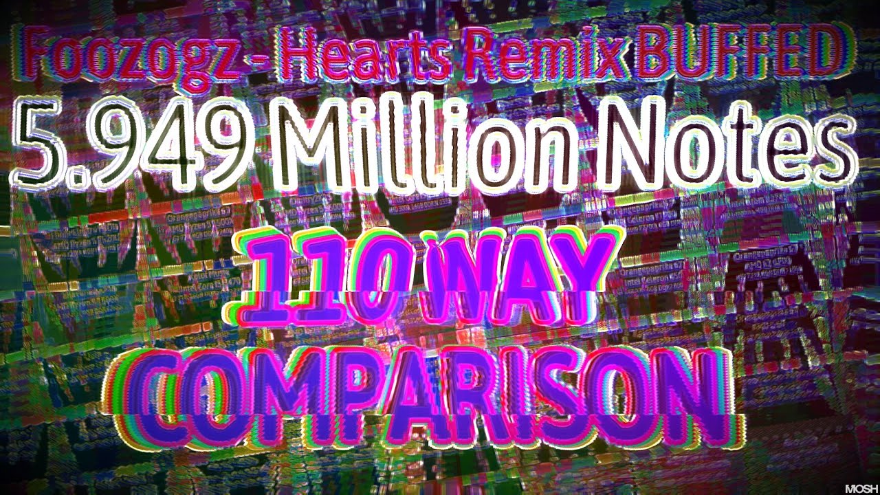 [Black MIDI Comparison] Foozogz - Hearts Remix (BUFFED) | 5.95 Million Notes: 110 WAY COMPARISON