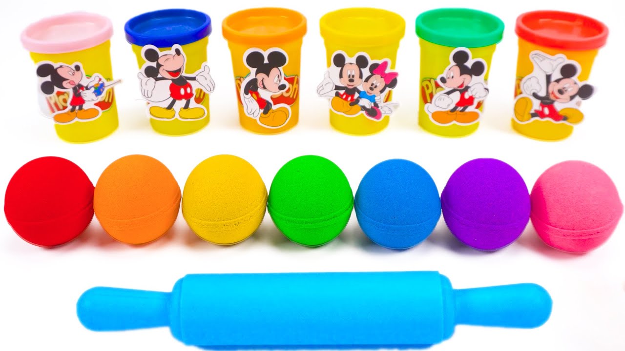 How to Make Kinetic Sand Cookies 🍪 Mickey Mouse PlayDoh Colors ASMR 🌈 Kinetic Sand ASMR