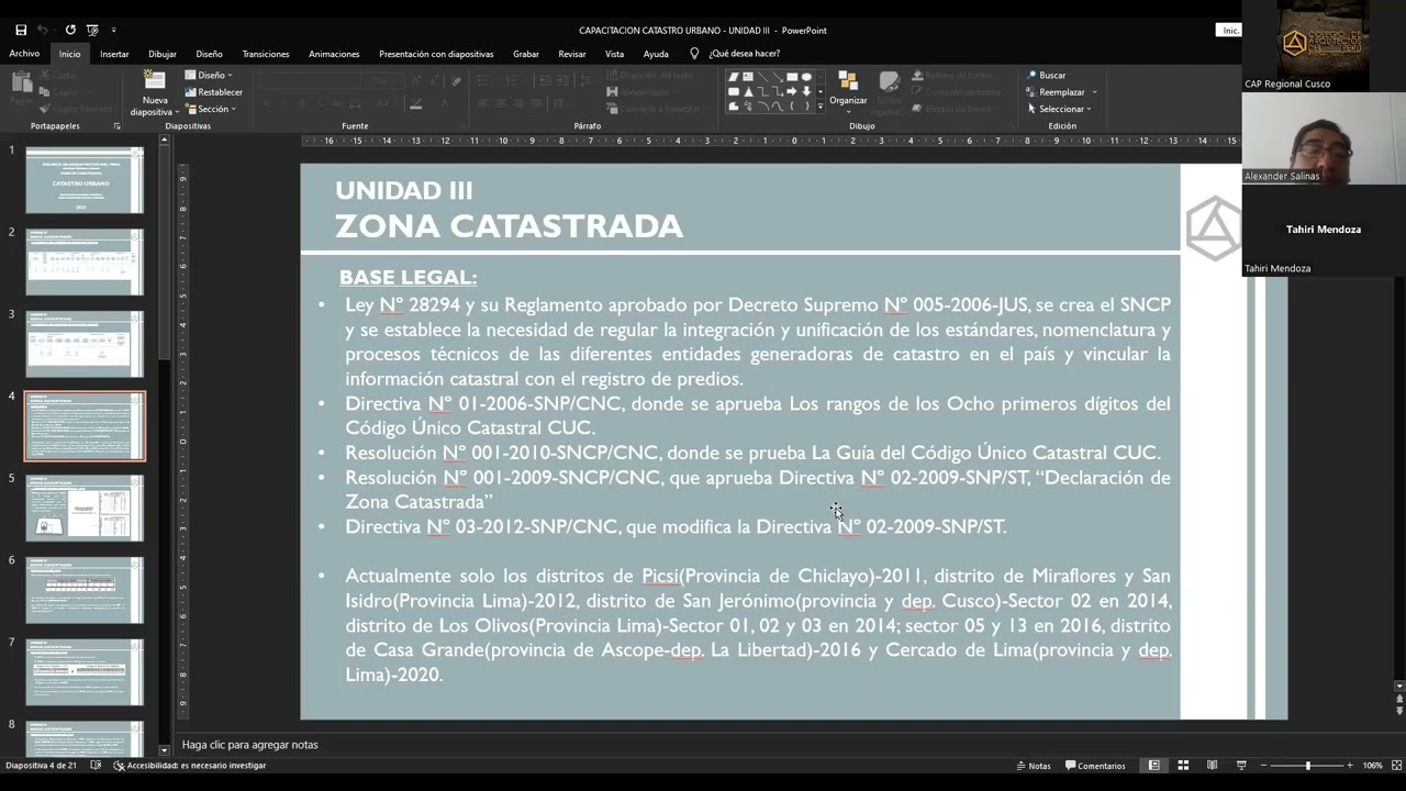 Procedimientos  para Zona Catastrada