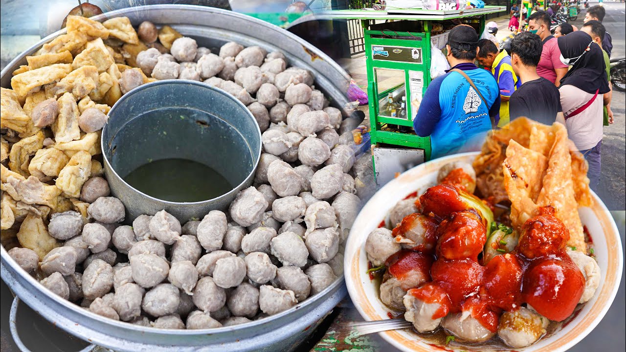 BUSET !!!!!! 5.000 DAPET 20 BAKSO SEMANGKOK !!!! GEROBAKAN 2 JAM JUALAN 35 KG DAGING LUDES !!!