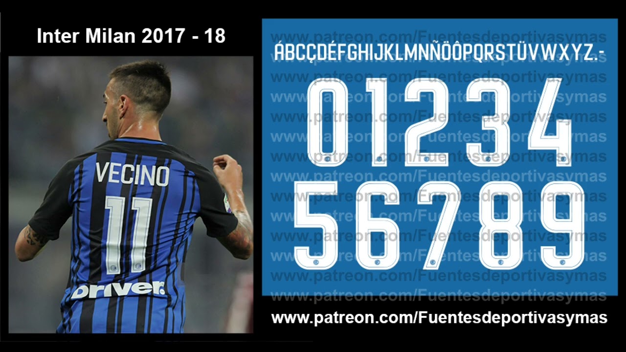 Tipografia Inter Milan 2017 - 18 Font Inter Milan 2017 - 18 Fonte Inter Milan 2017 - 18