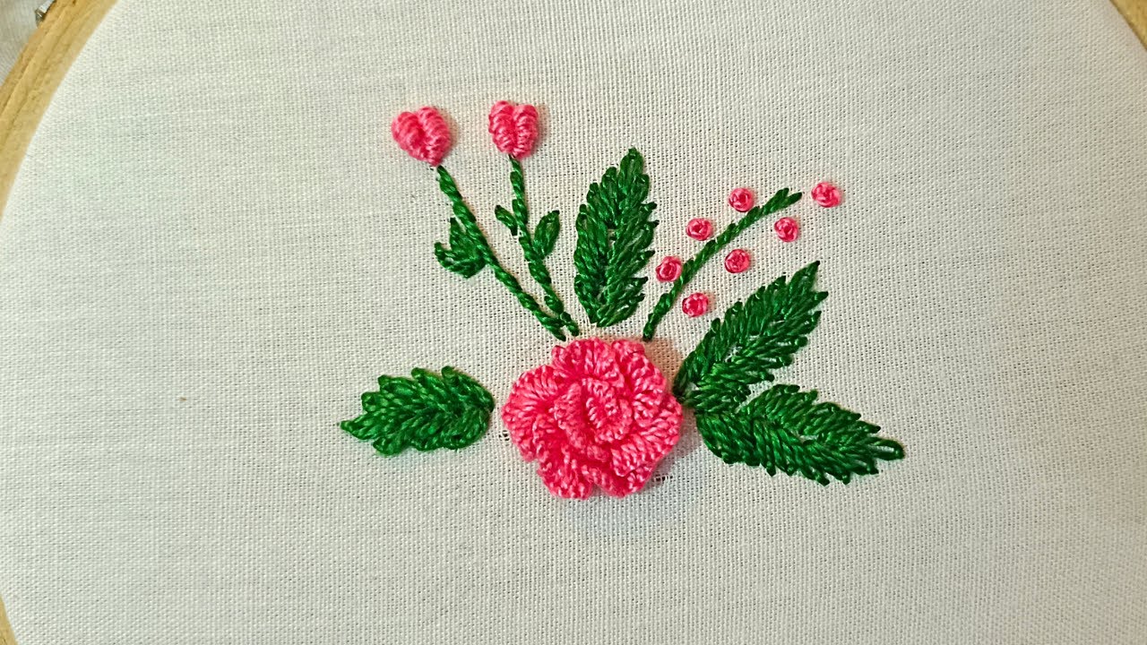 Hand Embroidery : Brazilian Embroidery flower / Brazilian Embroidery for beginners.