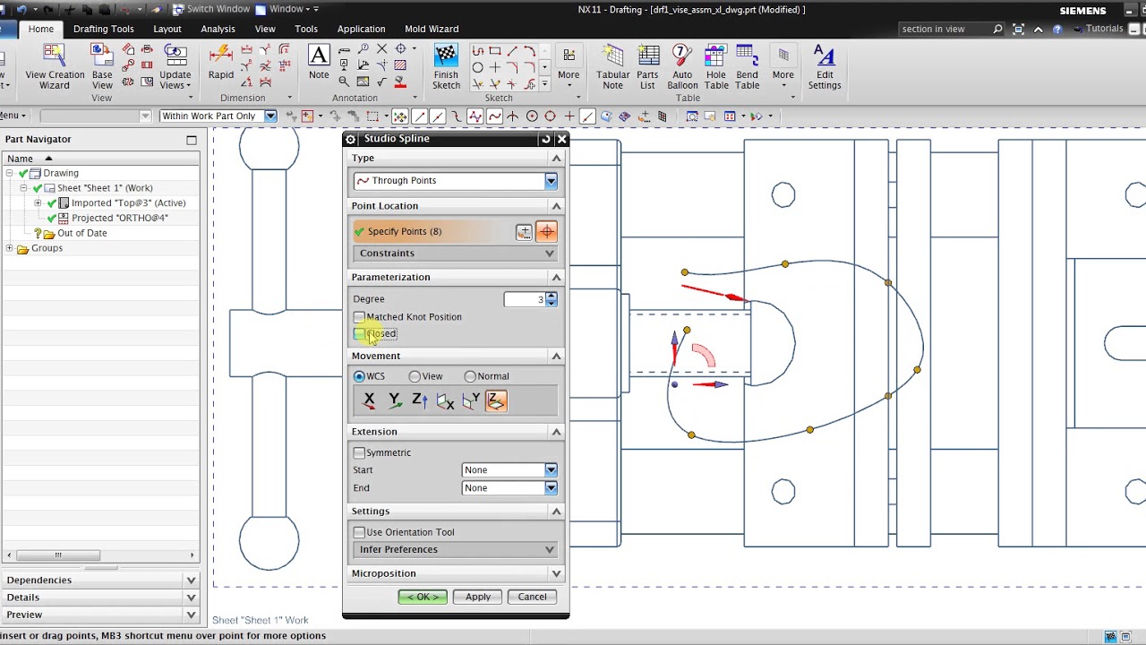 NX CAD 2D Drafting - Create Break-Out Section View on Assembly